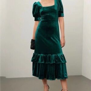 Rachel Parcell dark Emerald Green Velvet Midi Dress